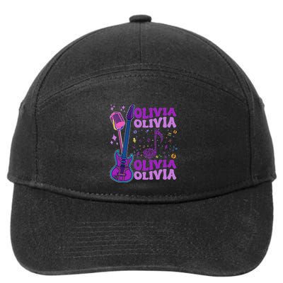 Girl Retro Olivia First Name Personalized Groovy 80S 7-Panel Snapback Hat
