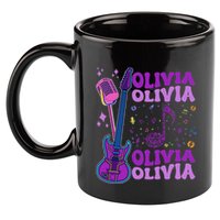 Girl Retro Olivia First Name Personalized Groovy 80S 11oz C Handle Ceramic Mug