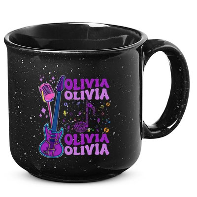 Girl Retro Olivia First Name Personalized Groovy 80S 15oz Campfire Ceramic Mug