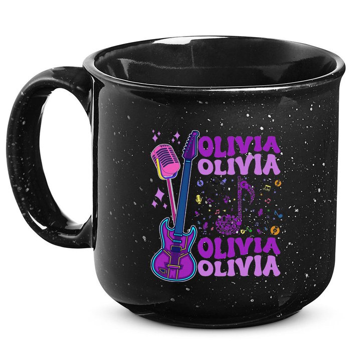 Girl Retro Olivia First Name Personalized Groovy 80S 15oz Campfire Ceramic Mug