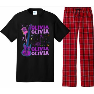 Girl Retro Olivia First Name Personalized Groovy 80S Pajama Set