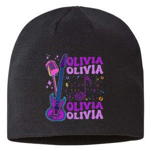 Girl Retro Olivia First Name Personalized Groovy 80S Sustainable Beanie