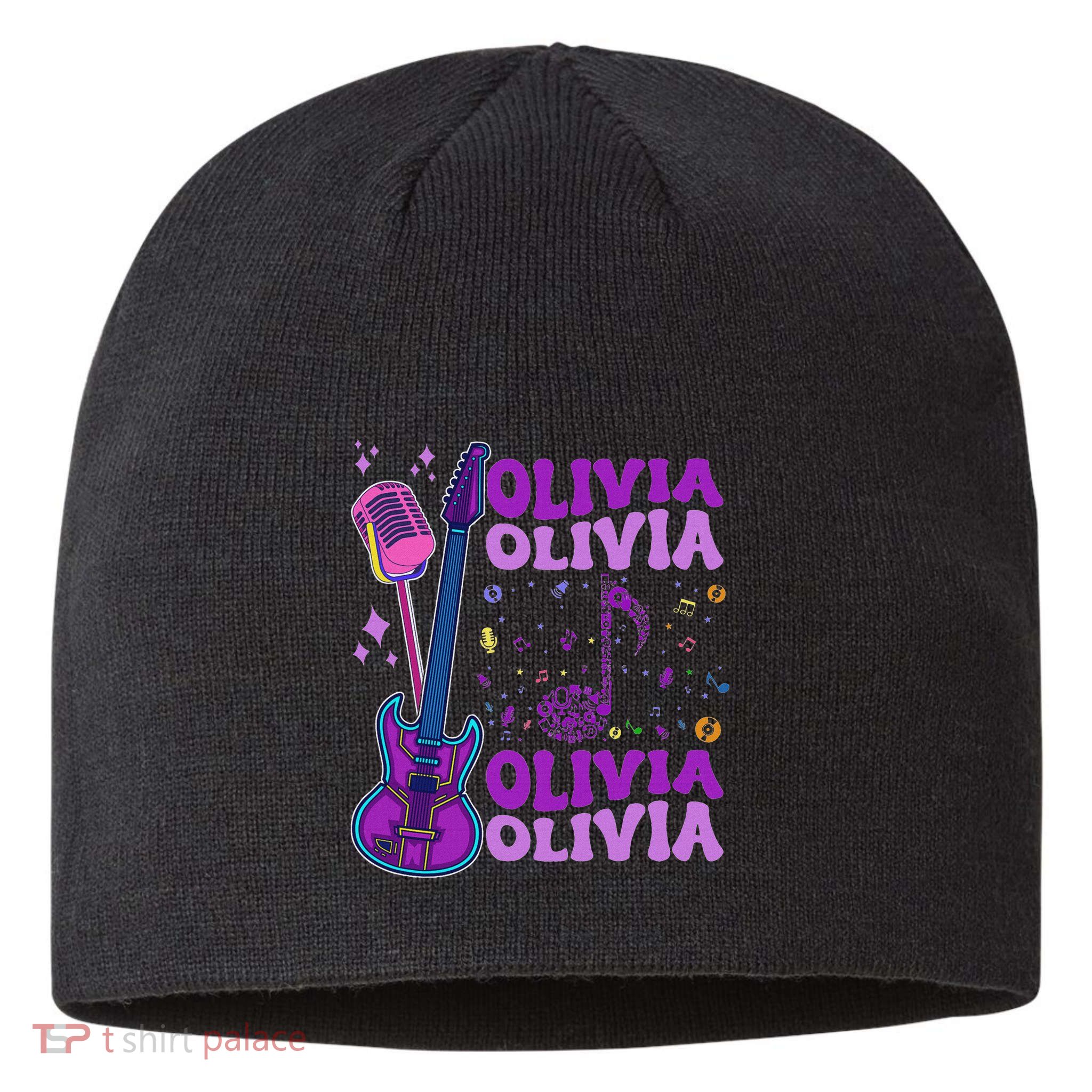 Girl Retro Olivia First Name Personalized Groovy 80S Sustainable Beanie