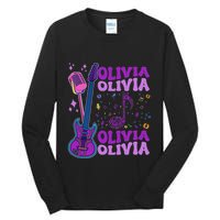 Girl Retro Olivia First Name Personalized Groovy 80S Tall Long Sleeve T-Shirt