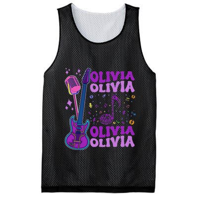 Girl Retro Olivia First Name Personalized Groovy 80S Mesh Reversible Basketball Jersey Tank