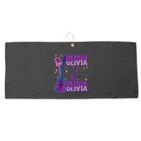 Girl Retro Olivia First Name Personalized Groovy 80S Large Microfiber Waffle Golf Towel