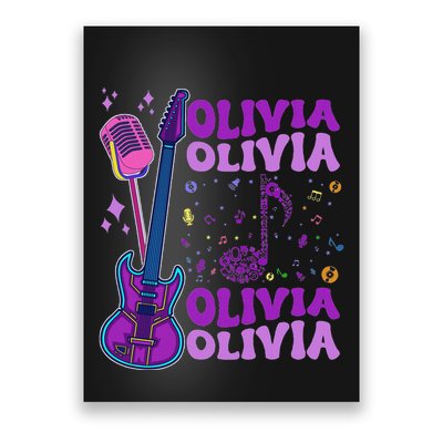 Girl Retro Olivia First Name Personalized Groovy 80S Poster