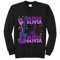 Girl Retro Olivia First Name Personalized Groovy 80S Tall Sweatshirt