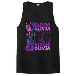 Girl Retro Olivia First Name Personalized Groovy 80S PosiCharge Competitor Tank