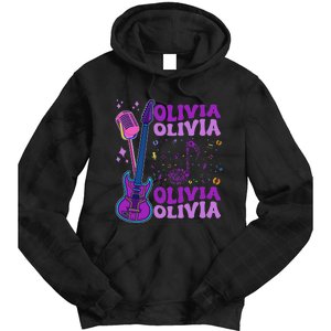 Girl Retro Olivia First Name Personalized Groovy 80S Tie Dye Hoodie