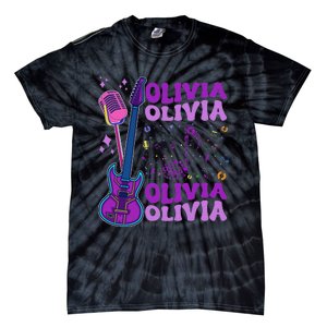 Girl Retro Olivia First Name Personalized Groovy 80S Tie-Dye T-Shirt