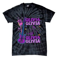 Girl Retro Olivia First Name Personalized Groovy 80S Tie-Dye T-Shirt