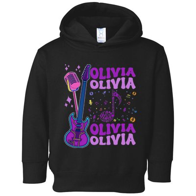 Girl Retro Olivia First Name Personalized Groovy 80S Toddler Hoodie