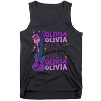 Girl Retro Olivia First Name Personalized Groovy 80S Tank Top