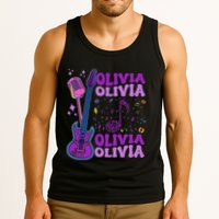 Girl Retro Olivia First Name Personalized Groovy 80S Tank Top