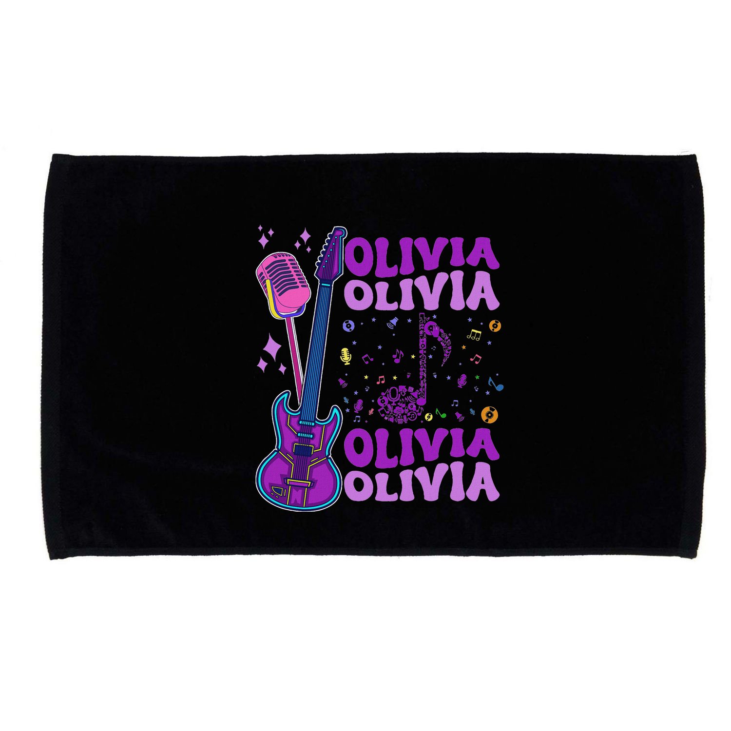 Girl Retro Olivia First Name Personalized Groovy 80S Microfiber Hand Towel