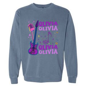 Girl Retro Olivia First Name Personalized Groovy 80S Garment-Dyed Sweatshirt