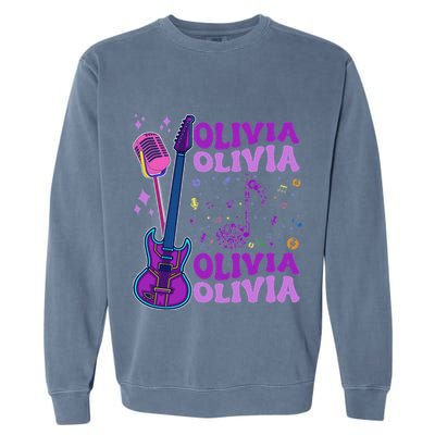 Girl Retro Olivia First Name Personalized Groovy 80S Garment-Dyed Sweatshirt