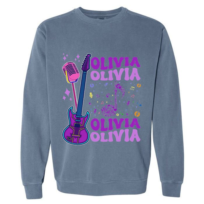 Girl Retro Olivia First Name Personalized Groovy 80S Garment-Dyed Sweatshirt