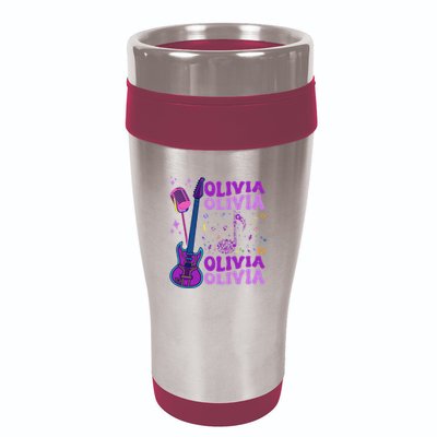 Girl Retro Olivia First Name Personalized Groovy 80S 16oz Travel Tumbler