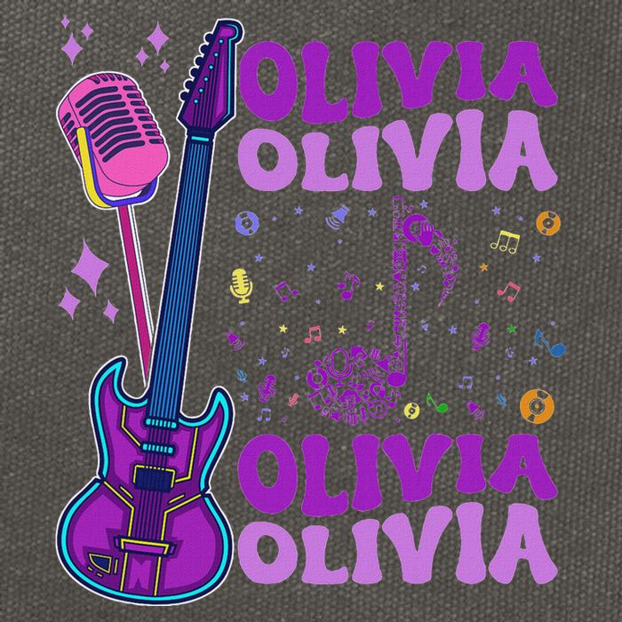 Girl Retro Olivia First Name Personalized Groovy 80S Cotton Canvas Backpack