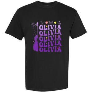 Girl Retro Olivia First Name Personalized Groovy 80S Garment-Dyed Heavyweight T-Shirt