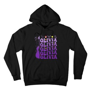 Girl Retro Olivia First Name Personalized Groovy 80S Hoodie