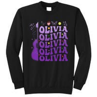 Girl Retro Olivia First Name Personalized Groovy 80S Sweatshirt