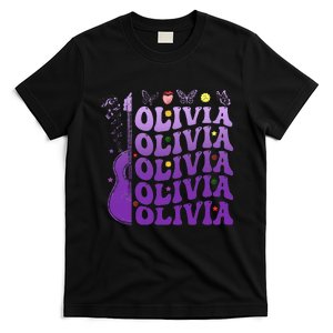 Girl Retro Olivia First Name Personalized Groovy 80S T-Shirt