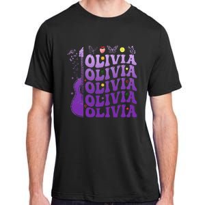 Girl Retro Olivia First Name Personalized Groovy 80S Adult ChromaSoft Performance T-Shirt