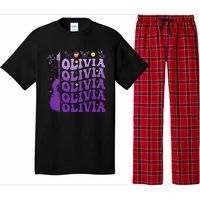 Girl Retro Olivia First Name Personalized Groovy 80S Pajama Set