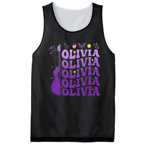 Girl Retro Olivia First Name Personalized Groovy 80S Mesh Reversible Basketball Jersey Tank