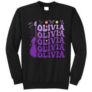 Girl Retro Olivia First Name Personalized Groovy 80S Tall Sweatshirt