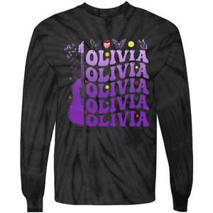 Girl Retro Olivia First Name Personalized Groovy 80S Tie-Dye Long Sleeve Shirt