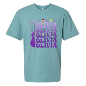 Girl Retro Olivia First Name Personalized Groovy 80S Sueded Cloud Jersey T-Shirt