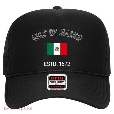 Gulf Retro Of Mexico Forever Estd 1672 Mexican Flag Gulf High Crown Mesh Back Trucker Hat