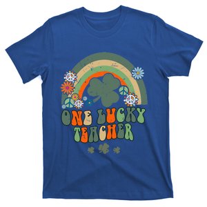 Groovy Retro One Lucky Teacher Rainbow St Patrick's Day Gift T-Shirt