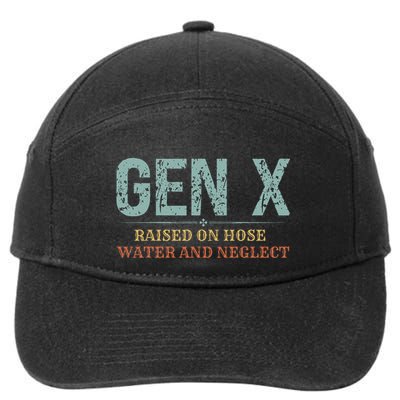 Genx Raised On Hose Water And Neglect Cute Retro Genx True 7-Panel Snapback Hat