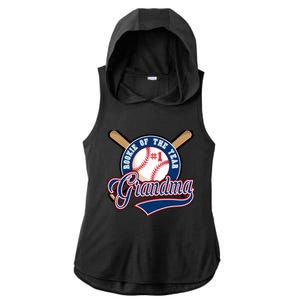 Grandma Rookie of Year 1st Birthday Baseball Theme Matching Ladies PosiCharge Tri-Blend Wicking Draft Hoodie Tank