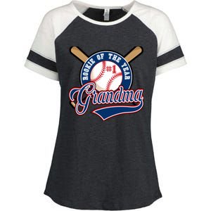 Grandma Rookie of Year 1st Birthday Baseball Theme Matching Enza Ladies Jersey Colorblock Tee