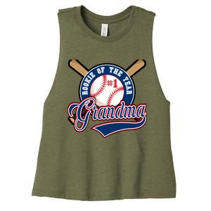 Grandma Rookie of Year 1st Birthday Baseball Theme Matching Women's Racerback Cropped Tank