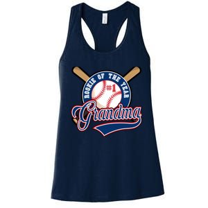 Grandma Rookie of Year 1st Birthday Baseball Theme Matching Women's Racerback Tank