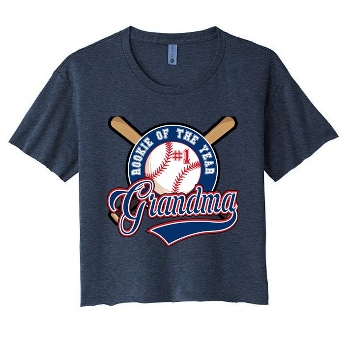 Grandma Rookie of Year 1st Birthday Baseball Theme Matching Women's Crop Top Tee