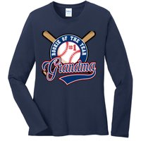 Grandma Rookie of Year 1st Birthday Baseball Theme Matching Ladies Long Sleeve Shirt