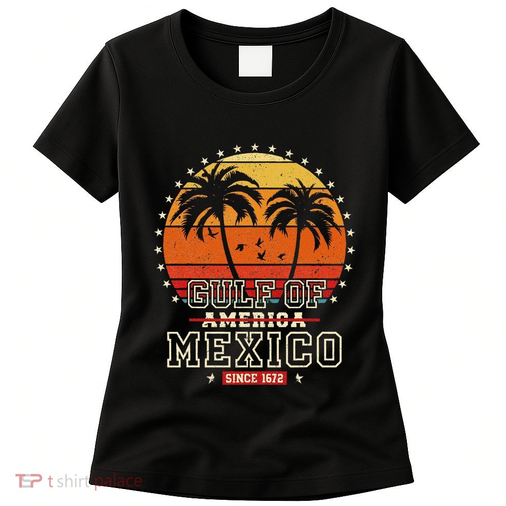 Gulf Retro Of Usa America Mexico Beach Palms Summer Vacation Women's T-Shirt