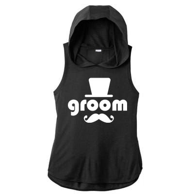 Groom Bachelor Party Ladies PosiCharge Tri-Blend Wicking Draft Hoodie Tank