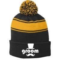 Groom Bachelor Party Stripe Pom Pom Beanie