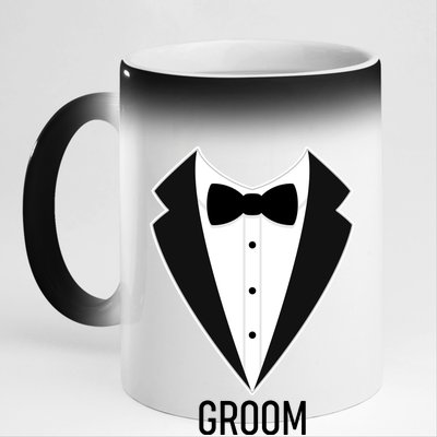 Groom Wedding Tuxedo 11oz Black Color Changing Mug