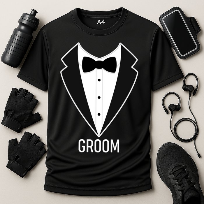 Groom Wedding Tuxedo Cooling Performance Crew T-Shirt