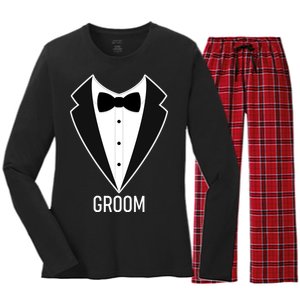 Groom Wedding Tuxedo Women's Long Sleeve Flannel Pajama Set 